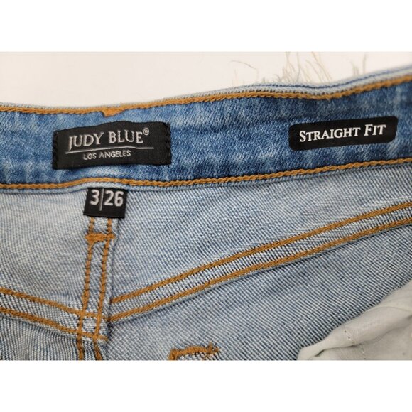 Judy Blue Womens 3/26 Distressed Light Wash Straight Fit Jeans Pre-owned - Picture 6 of 8